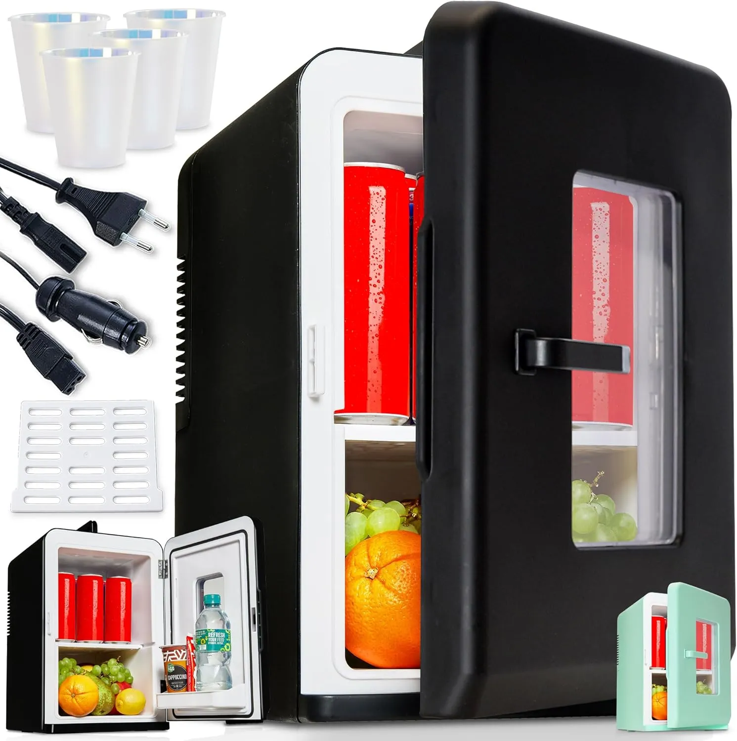 TOM 2in1 Mini Kühlschrank mit Kühl- und Heizfunktion– 15 Liter – Tragbare leise Kühlschränke – für Auto, Camping, Wohnm…