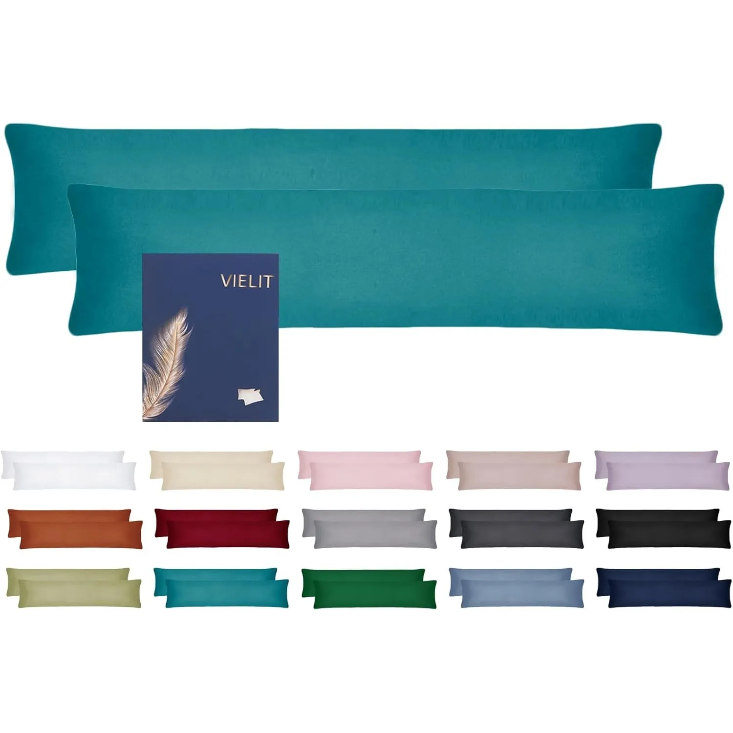 Vielit Seitenschläferkissen Bezug 40 x 145 2er Set Kissenbezug 40x145 Seitenschläfer Kopfkissenbezug Weich Kissenbezüge…