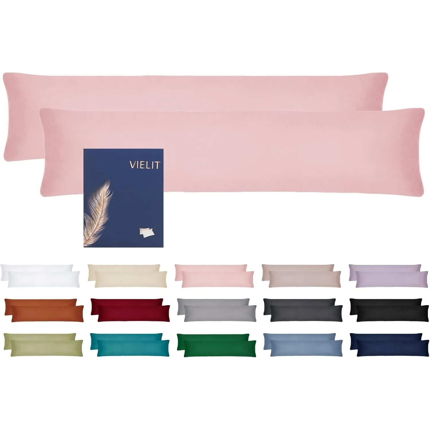 Vielit Seitenschläferkissen Bezug 40 x 145 2er Set Kissenbezug 40x145 Seitenschläfer Kopfkissenbezug Weich Kissenbezüge…