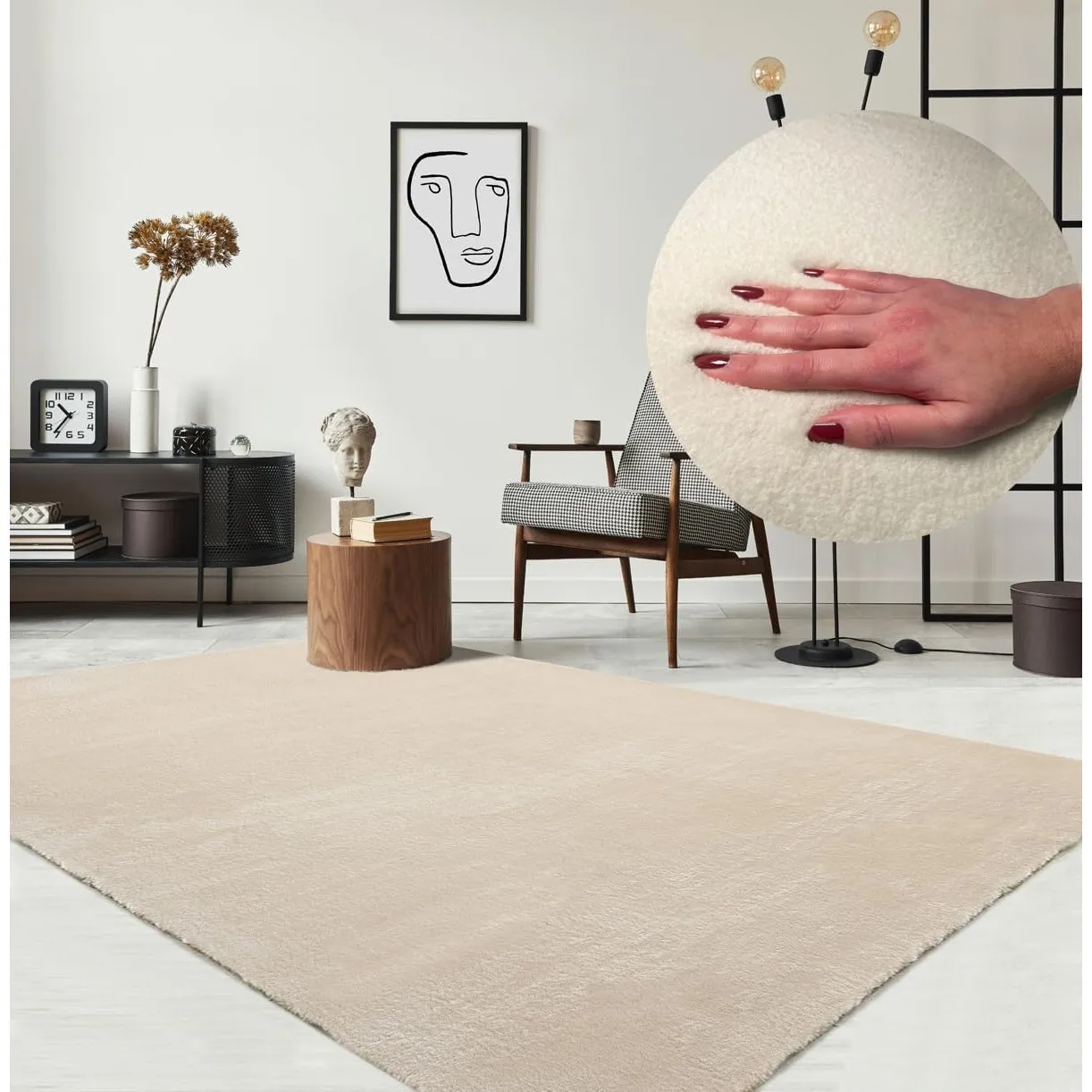 the carpet Relax kuscheliger Kurzflor Teppich, Anti-Rutsch Unterseite, Waschbar bis 30 Grad, Super Soft, Felloptik, Bei…