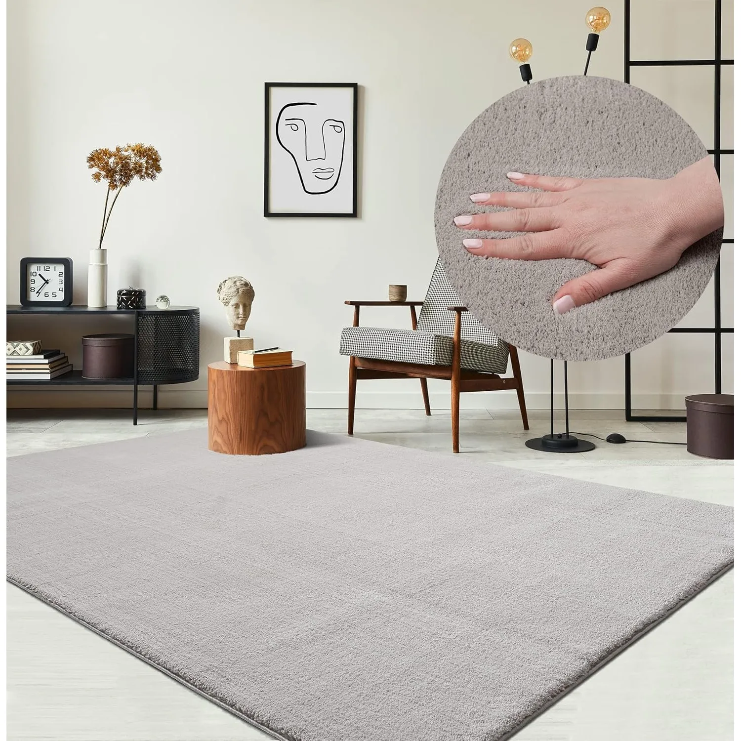 the carpet Relax kuscheliger Kurzflor Teppich, Anti-Rutsch Unterseite, Waschbar bis 30 Grad, Super Soft, Felloptik, San…