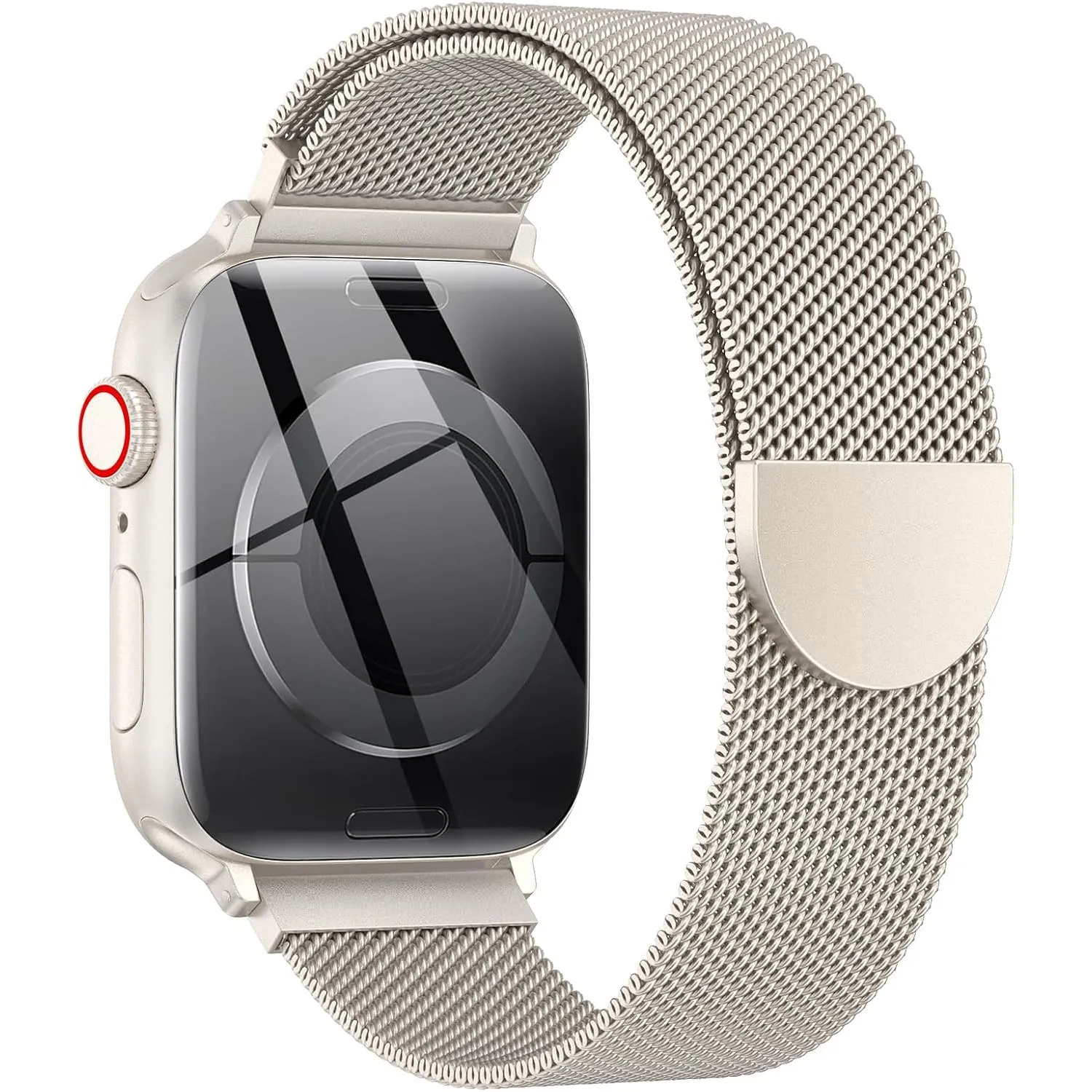 OULUOQI Edelstahl Milanaise Armband für Apple Watch 44mm 46mm 45mm 49mm