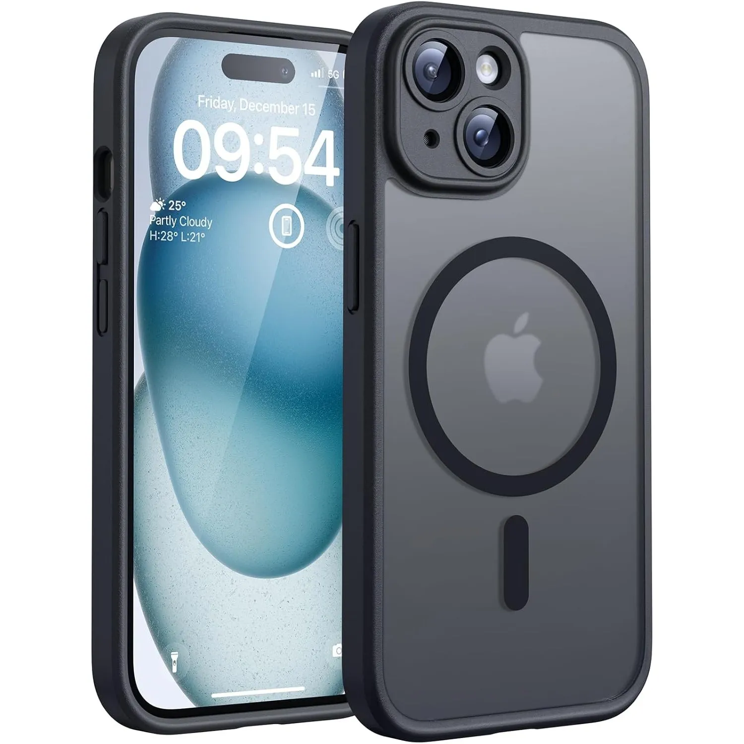 TOCOL für iPhone 15 Plus Hülle, Kompatibel mit MagSafe, Schwarz