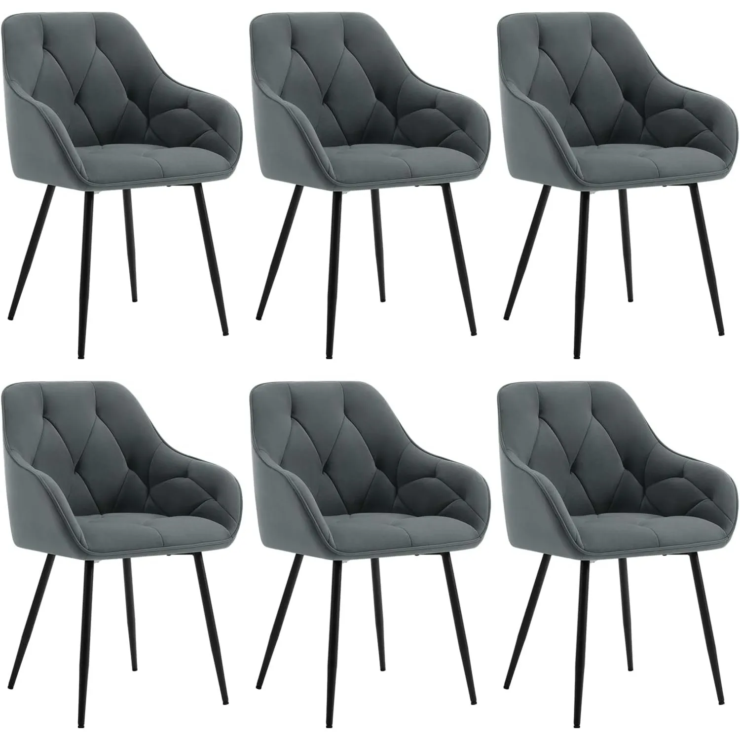 WOLTU Esszimmerstühle 6er Set, für Esszimmer Wohnzimmer, ergonomische Küchenstühle gepolstert mit Armlehnen, Metallbein…