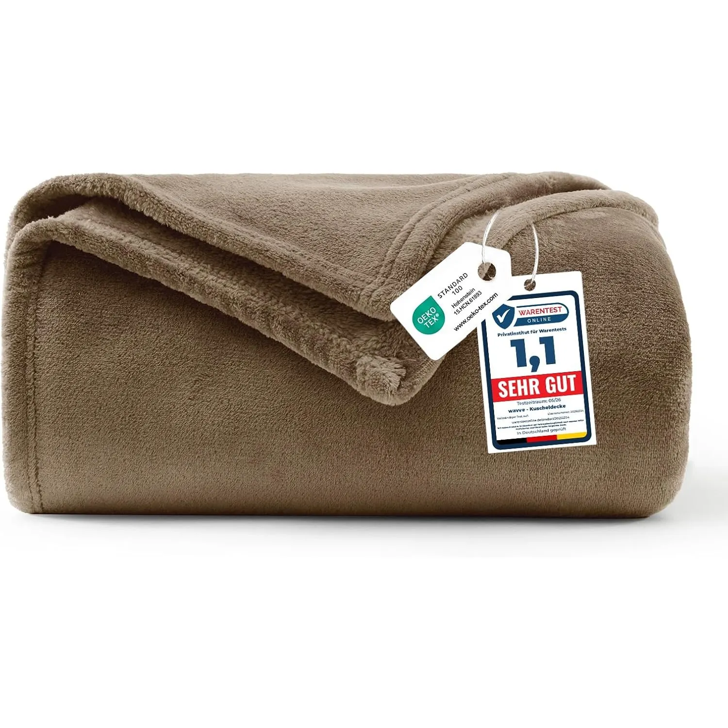 WAVVE Kuscheldecke Flauschig Decke Tagesdecke 150x200 - Sofadecke Braun