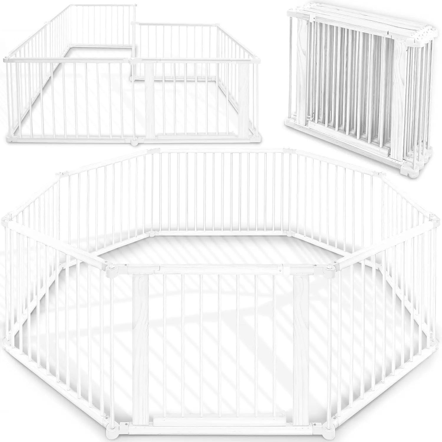 KIDUKU® 7,2 Meter Baby Laufgitter XXL klappbar inkl. Tür & Doppelsicherung