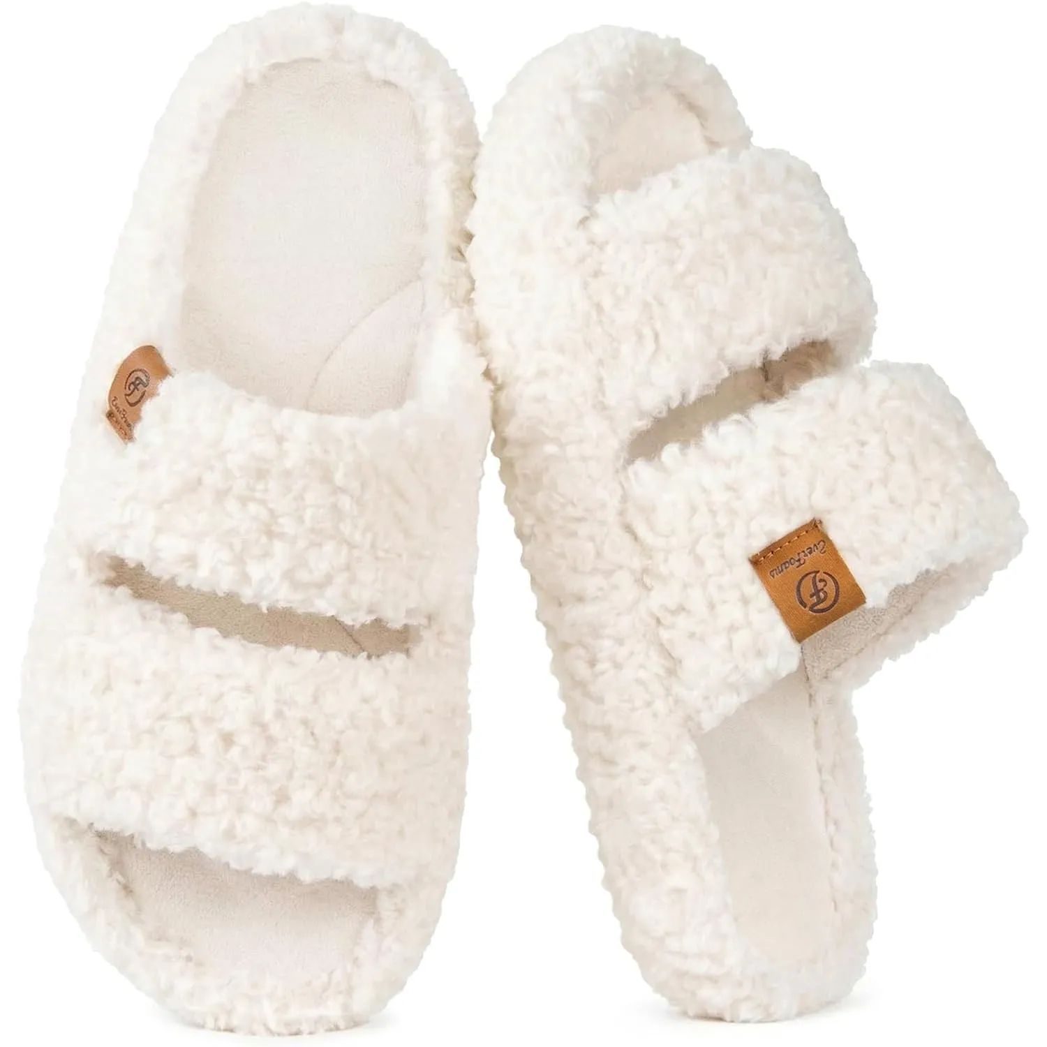 EverFoams Damen Plüsch Open Toe Hausschuhe Pantoffeln