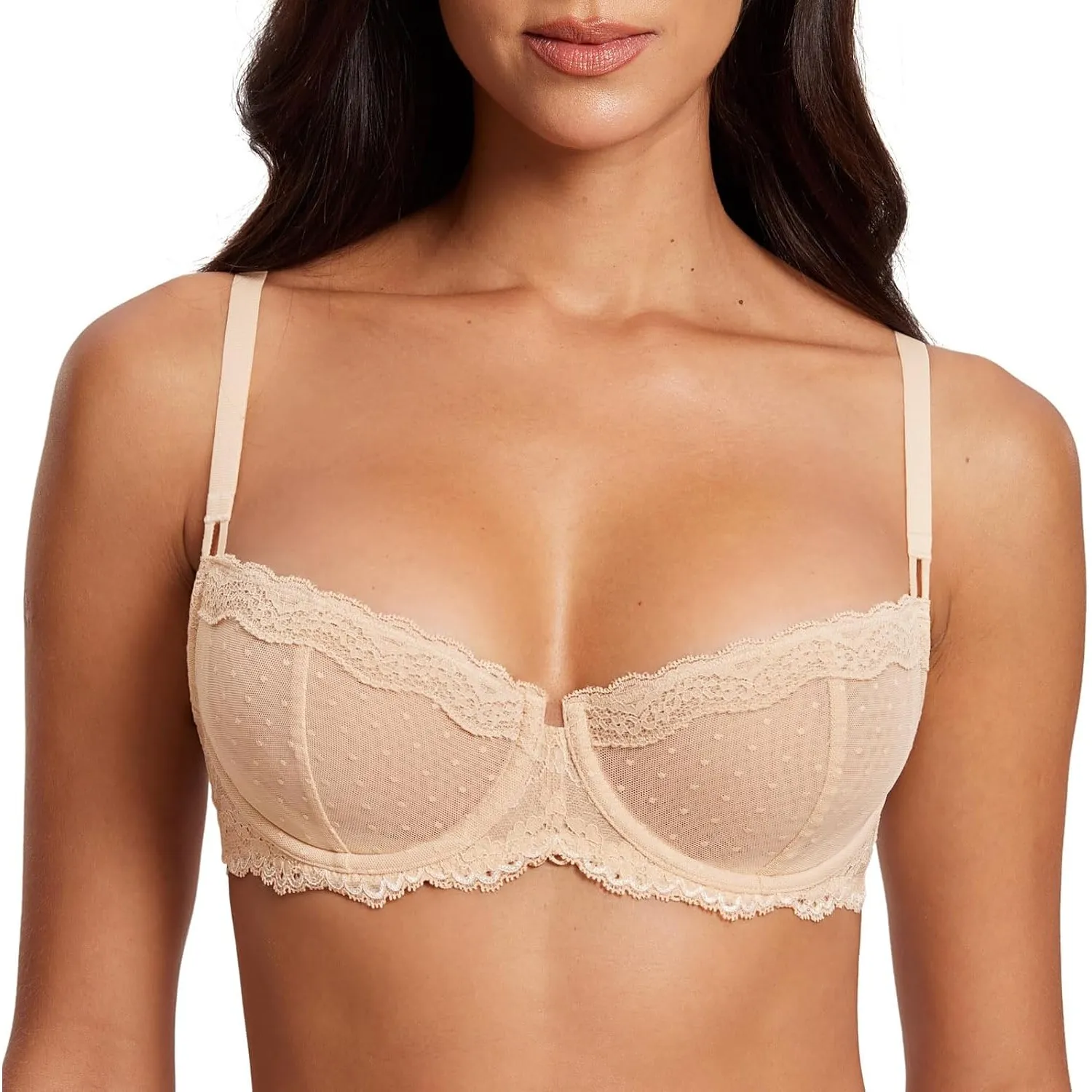DOBREVA Damen Balconette Dirndl BH mit Spitzen