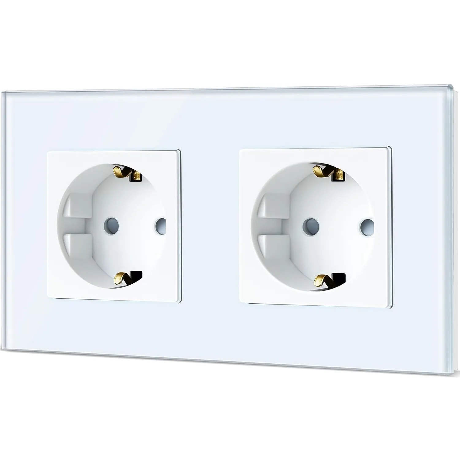 TAWOIA Schuko Steckdose, EU-Standard 2 Fach Glas Unterputz Steckdose 16Amp 250 V, Wandsteckdose mit Kristallglasplatte …