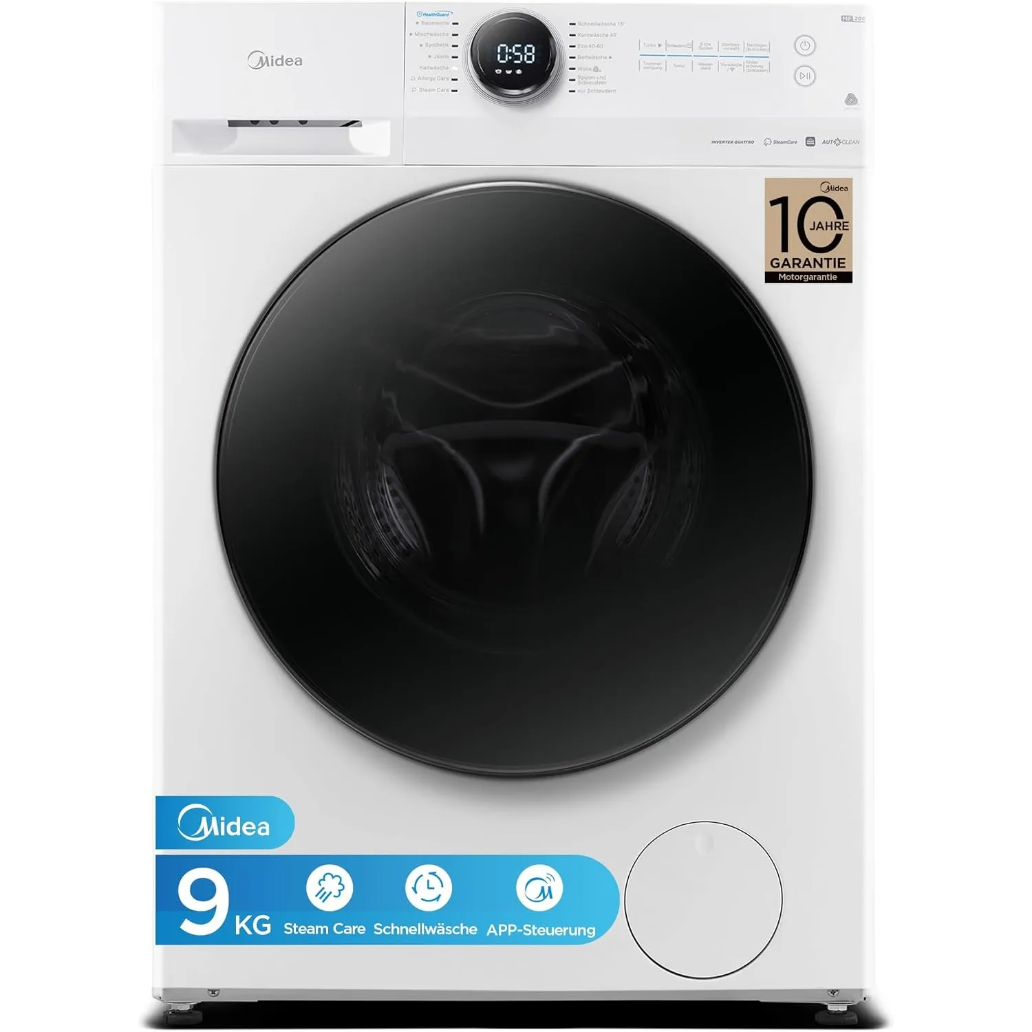 Midea 9 kg Waschmaschine Energieeffizienzklasse A weiß MF200W90WB-14A