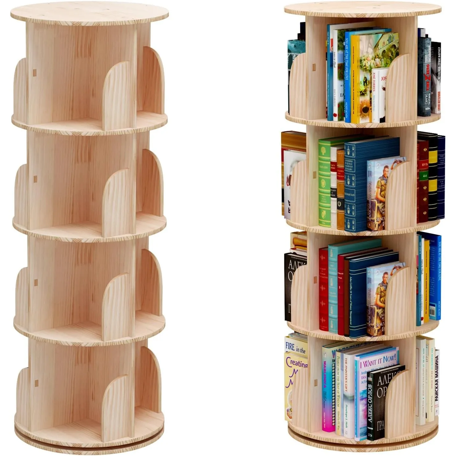 PTUWODS Drehbares Bücherregal, Standregal, 360 Grad, Lagerregal für Bibliothek, Schlafzimmer, Wohnzimmer，multifunktiona…