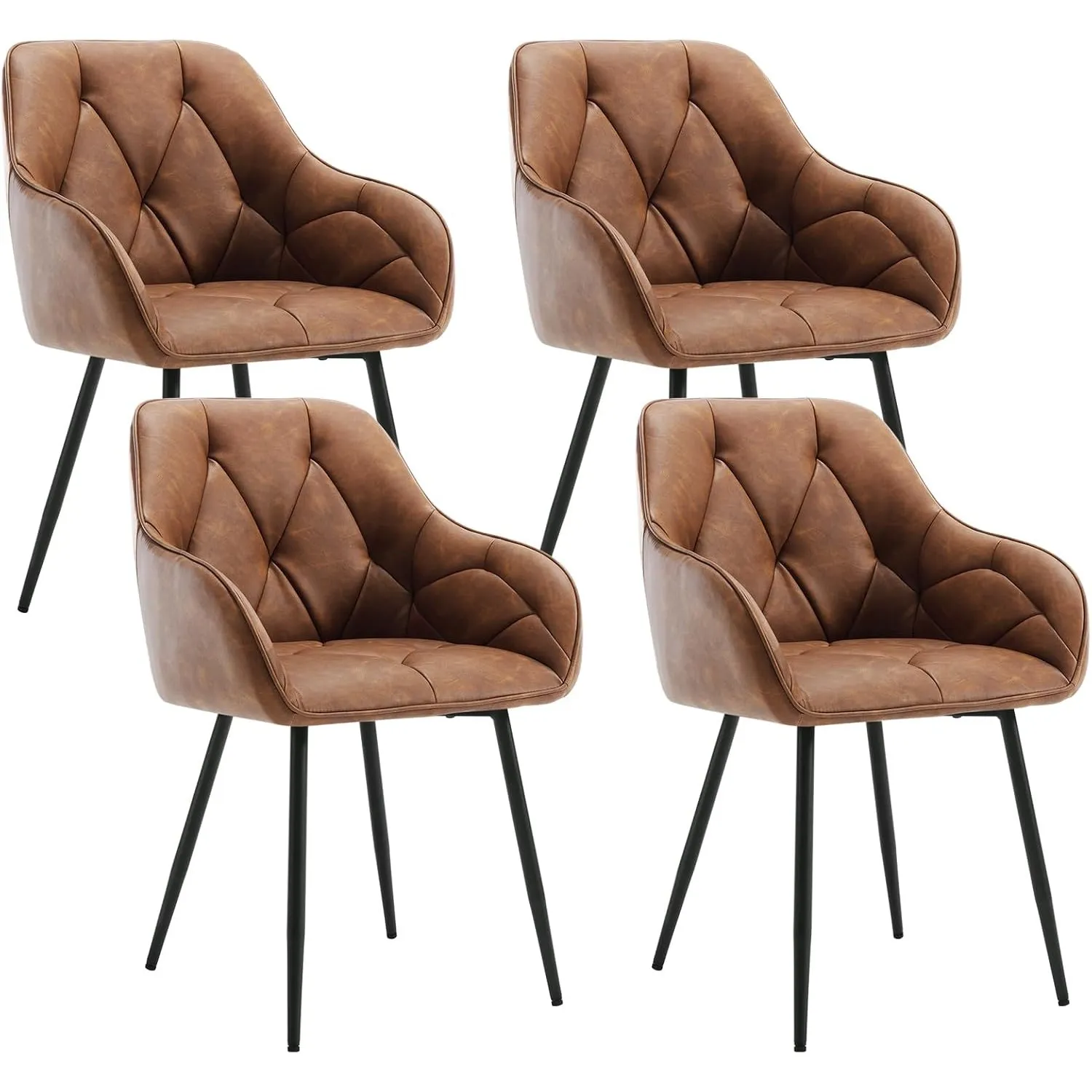 WOLTU Esszimmerstühle 4er Set, für Esszimmer Wohnzimmer, ergonomische Küchenstühle gepolstert mit Armlehnen, Metallbein…