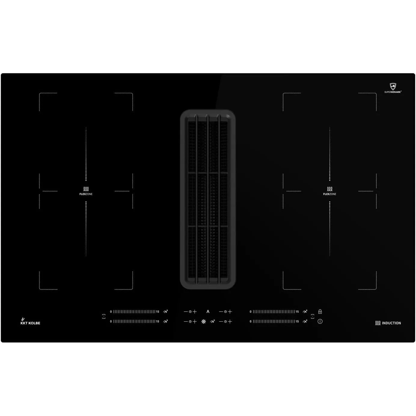 KKT KOLBE Induktionskochfeld mit Dunstabzug Integriert | 80 cm | Kochfeld Induktion |Induktionskochplatte | 7 kW | 4 Zo…