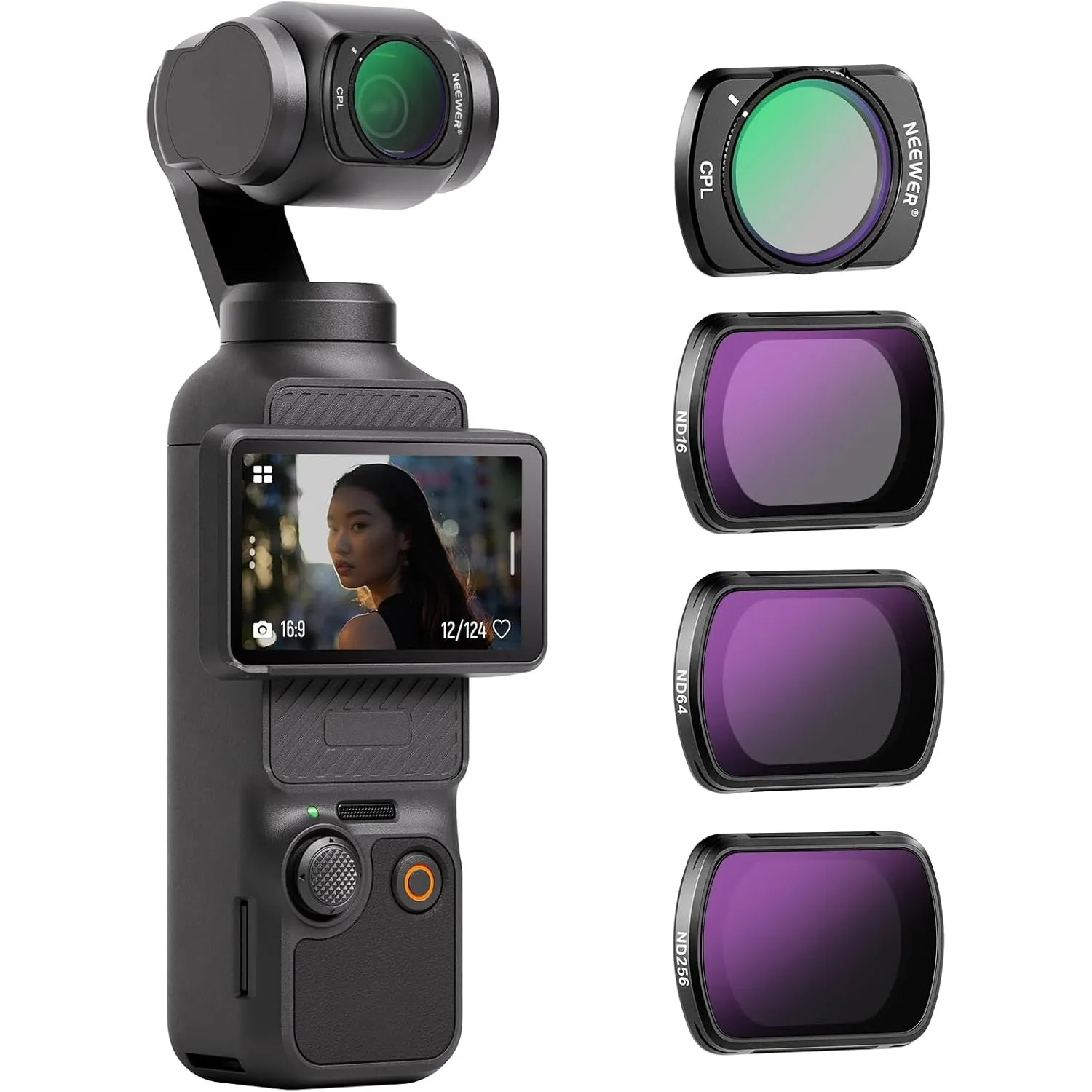 NEEWER HD CPL ND16 ND64 ND256 Filter Set kompatibel mit DJI Osmo Pocket 3 / Pocket 4 / Xtra Muse, magnetisches Gimbal A…