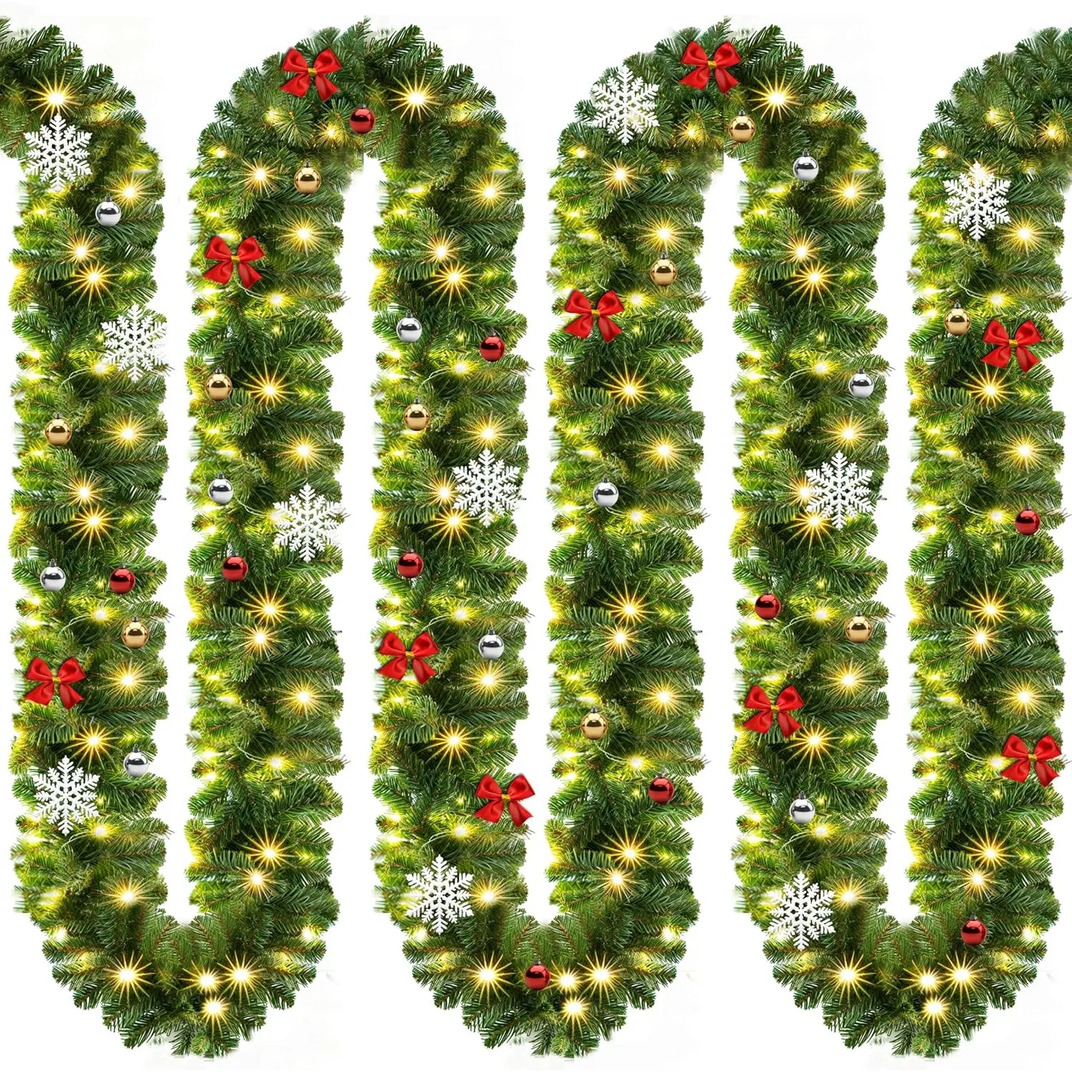 CASARIA® Weihnachtsgirlande mit Beleuchtung Deko 2X 10m 160 LED Beleuchtet Innen Außen Grün Weihnachtsdeko Weihnachten …