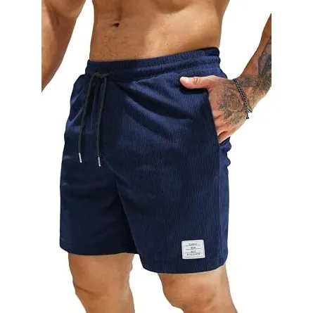 JMIERR Herren Corduroy Shorts mit 3 Taschen | Sommerstrand, Lässig, Elastische Taille, Schnüre, Leichtgewicht, Maschine…
