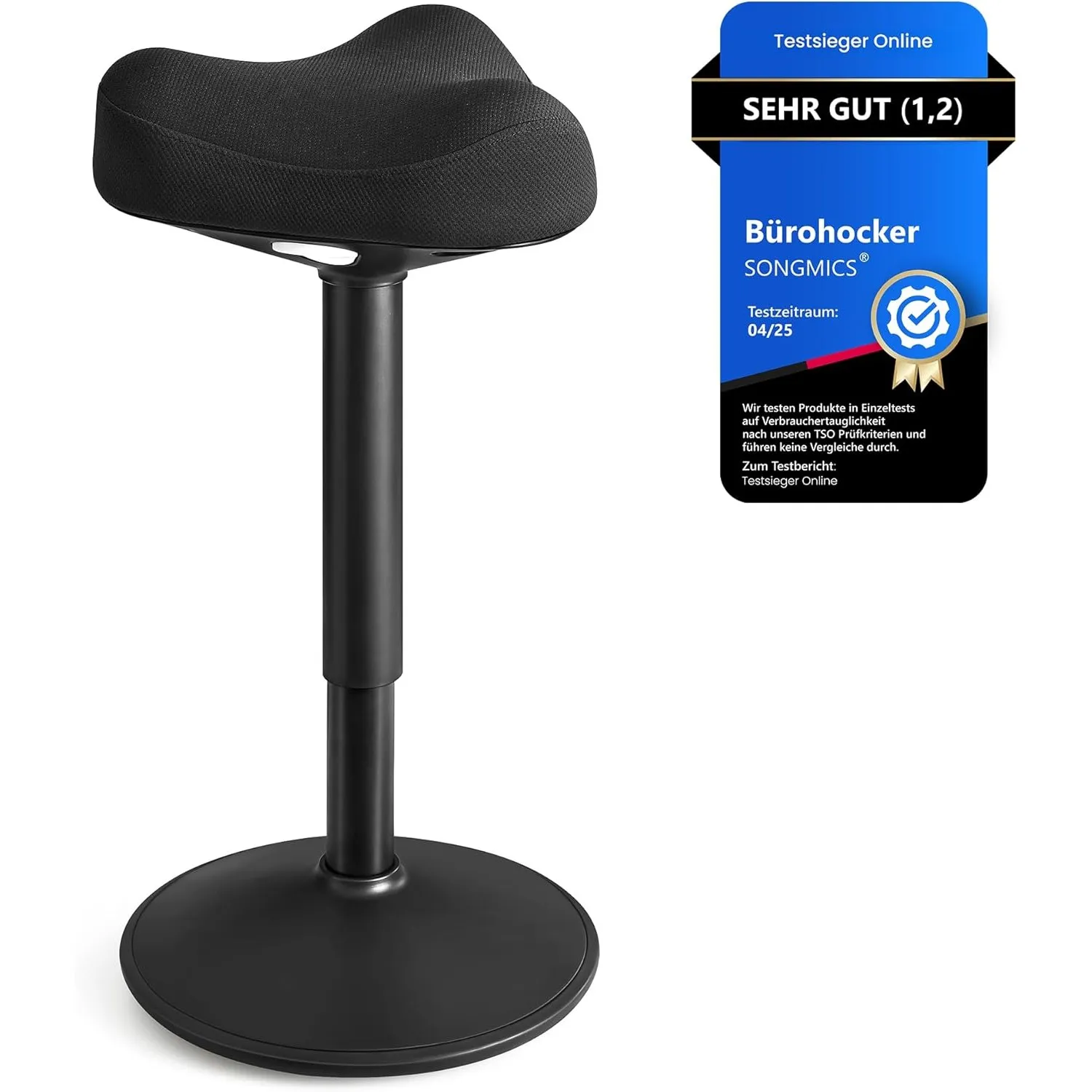 SONGMICS Hocker, Stehhocker um 360° neigbar, Schreibtischstuhl, höhenverstellbar 58-83 cm, großer Sockel, Anti-Rutsch, …