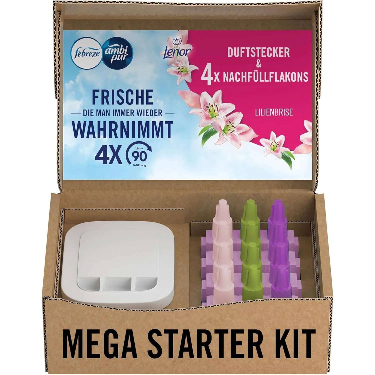Febreze 3Volution Duftstecker Starterkit + 4er Nachfüller Lilienbrise