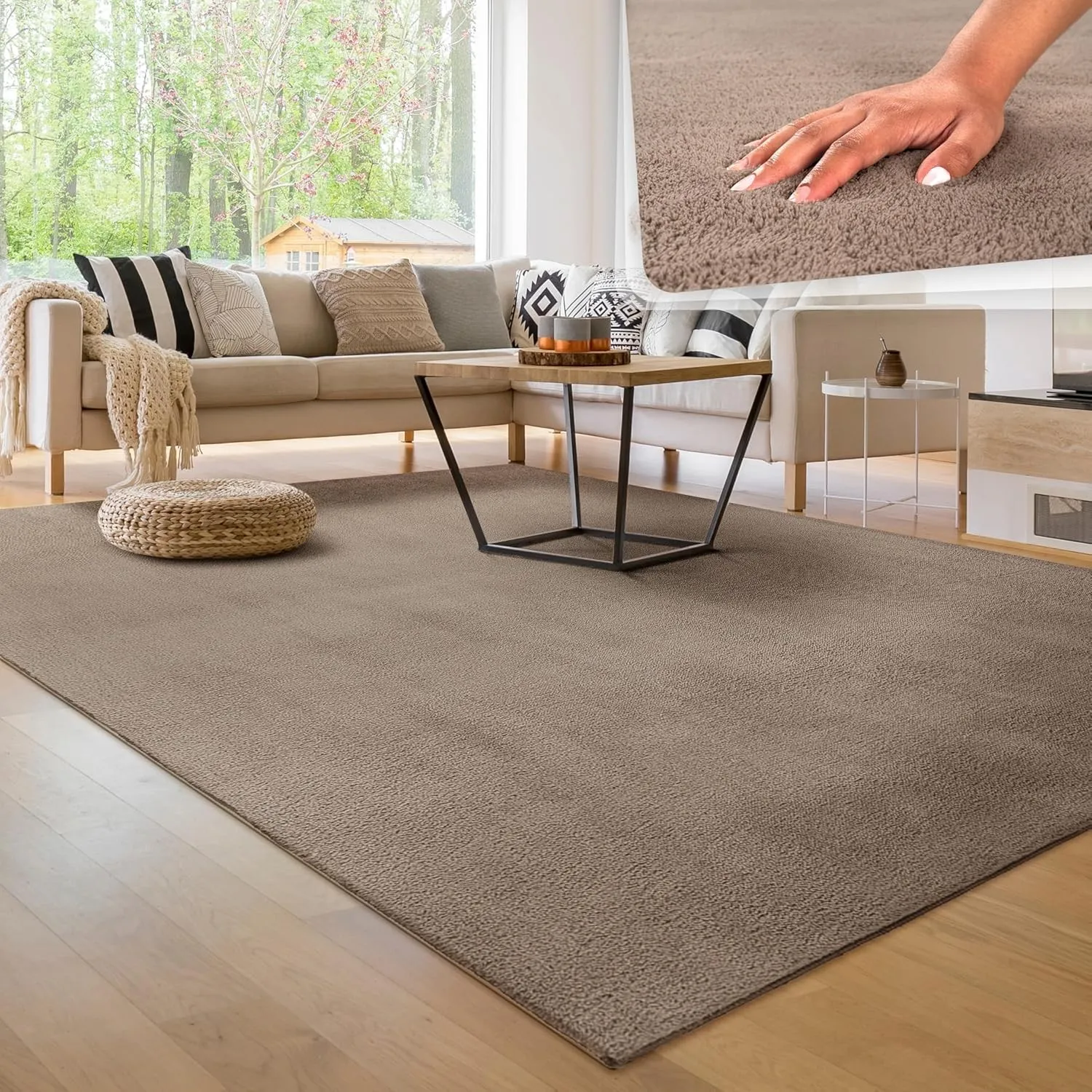 Paco Home Moderner Kuscheliger Wohnzimmer Teppich Kurzflor waschbar flauschig Weich Einfarbig Felloptik zeitlos stilvol…