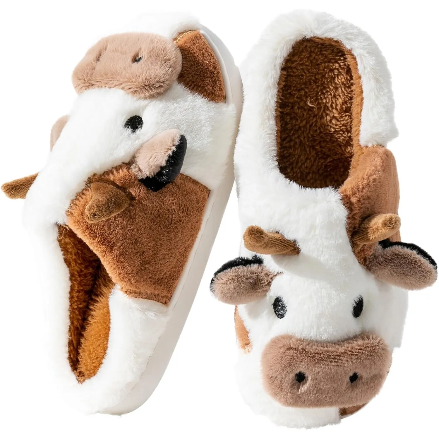 Hausschuhe Damen Shark/Cow Winter Plüsch Pantoffeln Herren Flauschige Warme Hausschuhe Bequeme rutschfeste Flache Slipp…