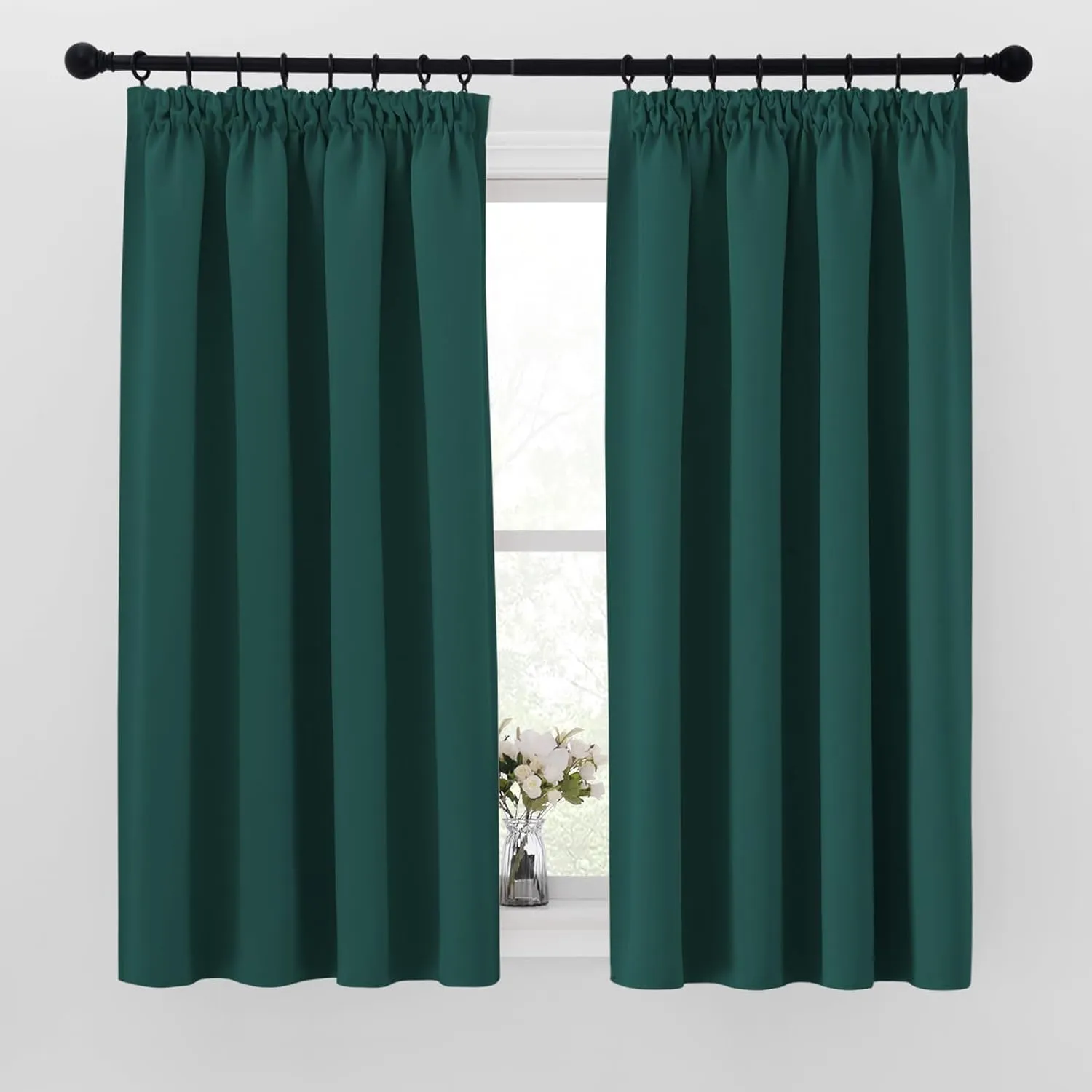 PONY DANCE Thermal Curtains Against Cold and Heat, Opaque Curtains with Ruffle Tape, Bedroom Curtains, Christmas Decora…