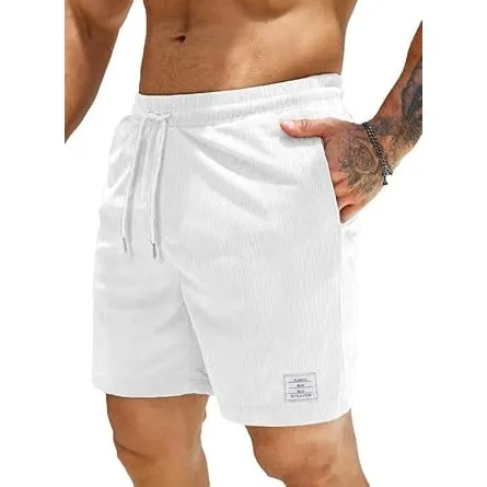 JMIERR Herren Corduroy Shorts mit 3 Taschen | Sommerstrand, Lässig, Elastische Taille, Schnüre, Leichtgewicht, Maschine…