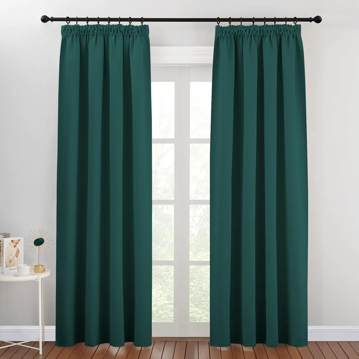 PONY DANCE Blackout Curtains with Ruffle Tape, Thermal Curtains Against Cold, Bedroom Curtains, Opaque, Heat-Insulating…