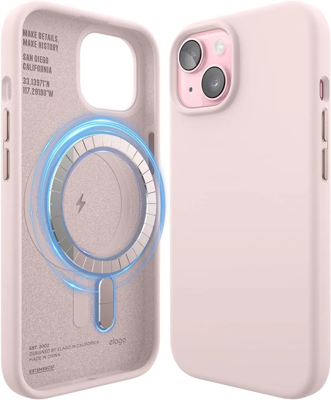 elago Magnetische Silikonhülle Kompatibel mit iPhone 15 Hülle, Kompatibel mit MagSafe Alles Zubehör, Integrierte Magnet…