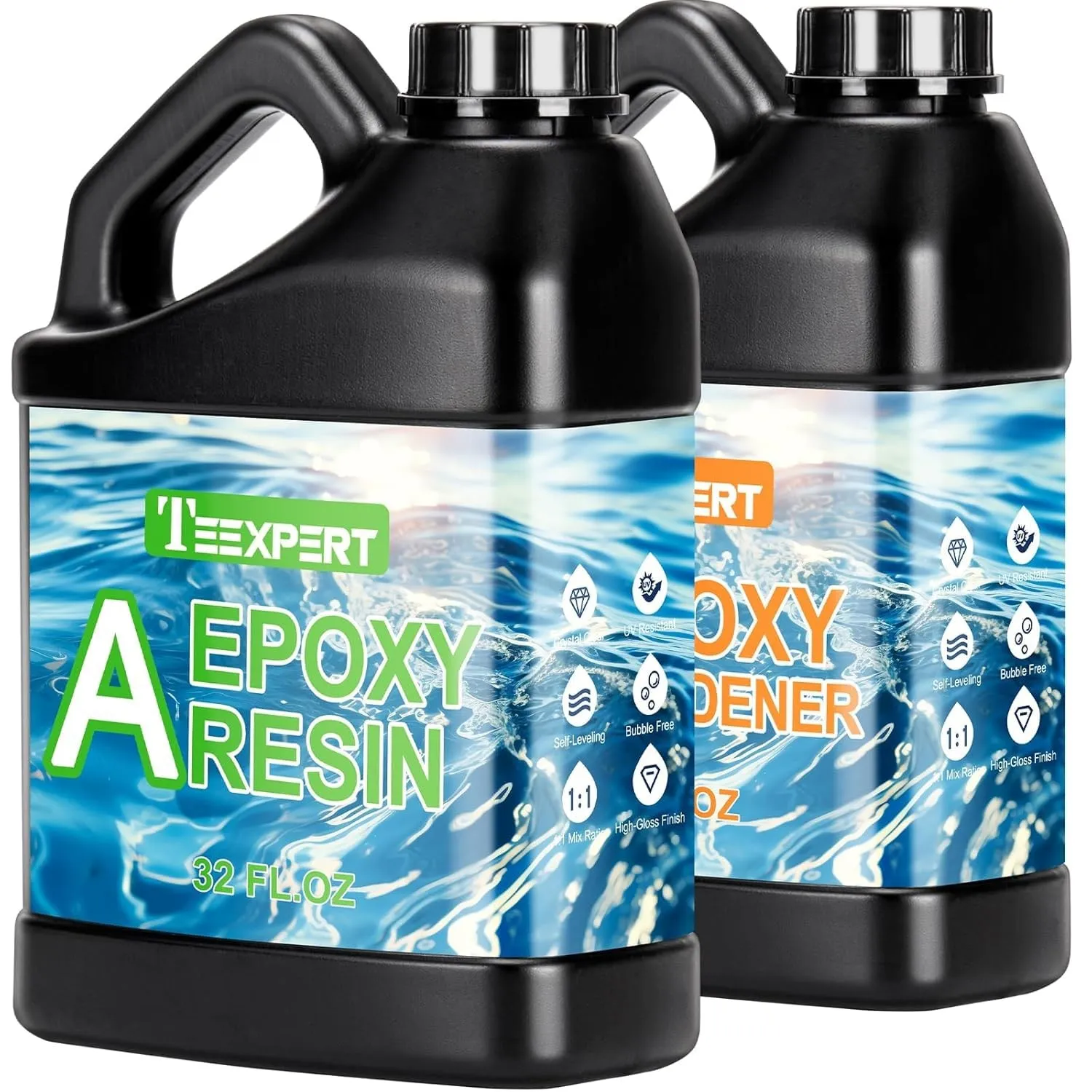 Teexpert 1.9L Hochglanz Epoxidharz Set, Klares Selbstnivellierendes Blasenfreies Epoxy Resin, 1:1 Mischung Epoxidharz m…
