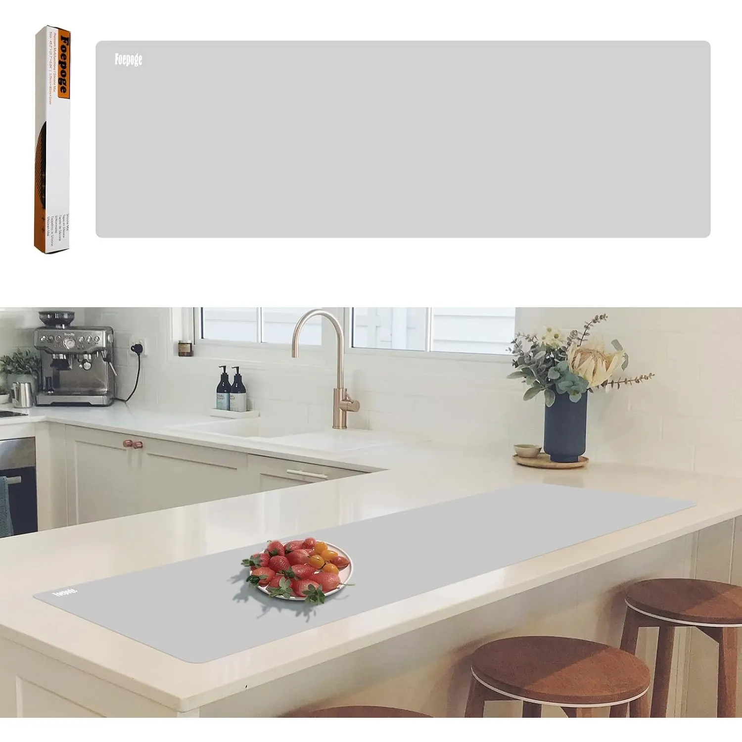 125x40cm Silikonmatte Groß für Küche Silikon Unterlage Hitzebeständige
