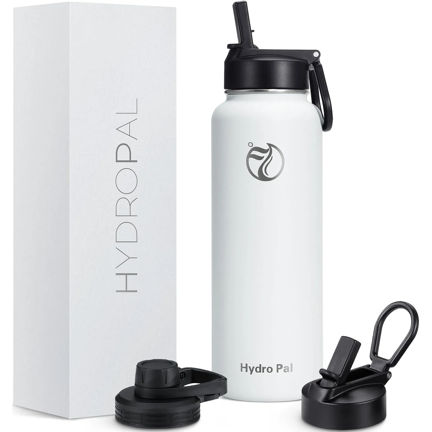 HydroPal 1,2L Edelstahl Isolierflasche,Trinkflasche mit Strohhalm 2 Deckel | BPA-frei, 24h kalt & 12h heiß Vakuumflasch…