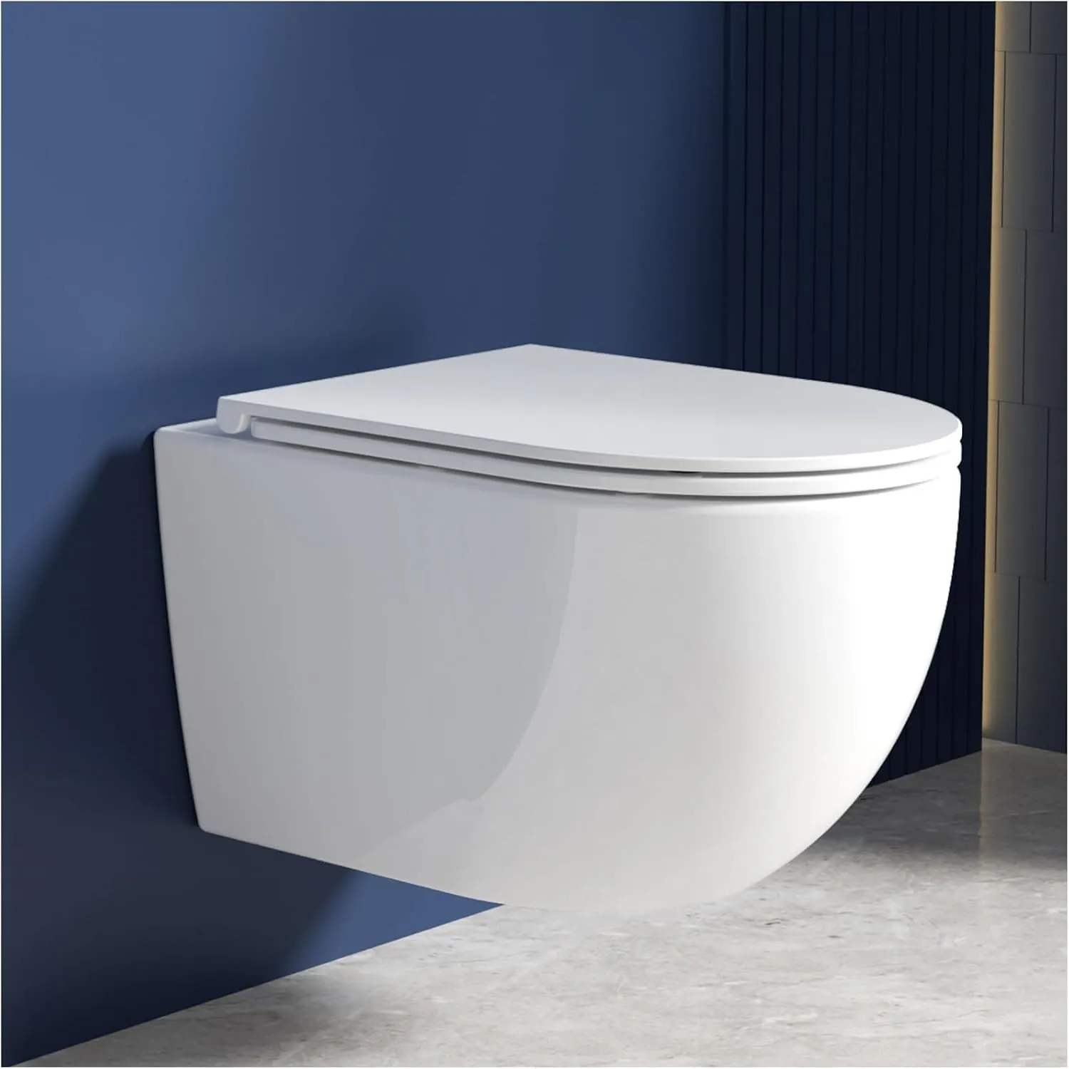 Rainsworth Hänge WC Spülrandlos Einloch Spülung Toilette, Weiß 48.5cm lang