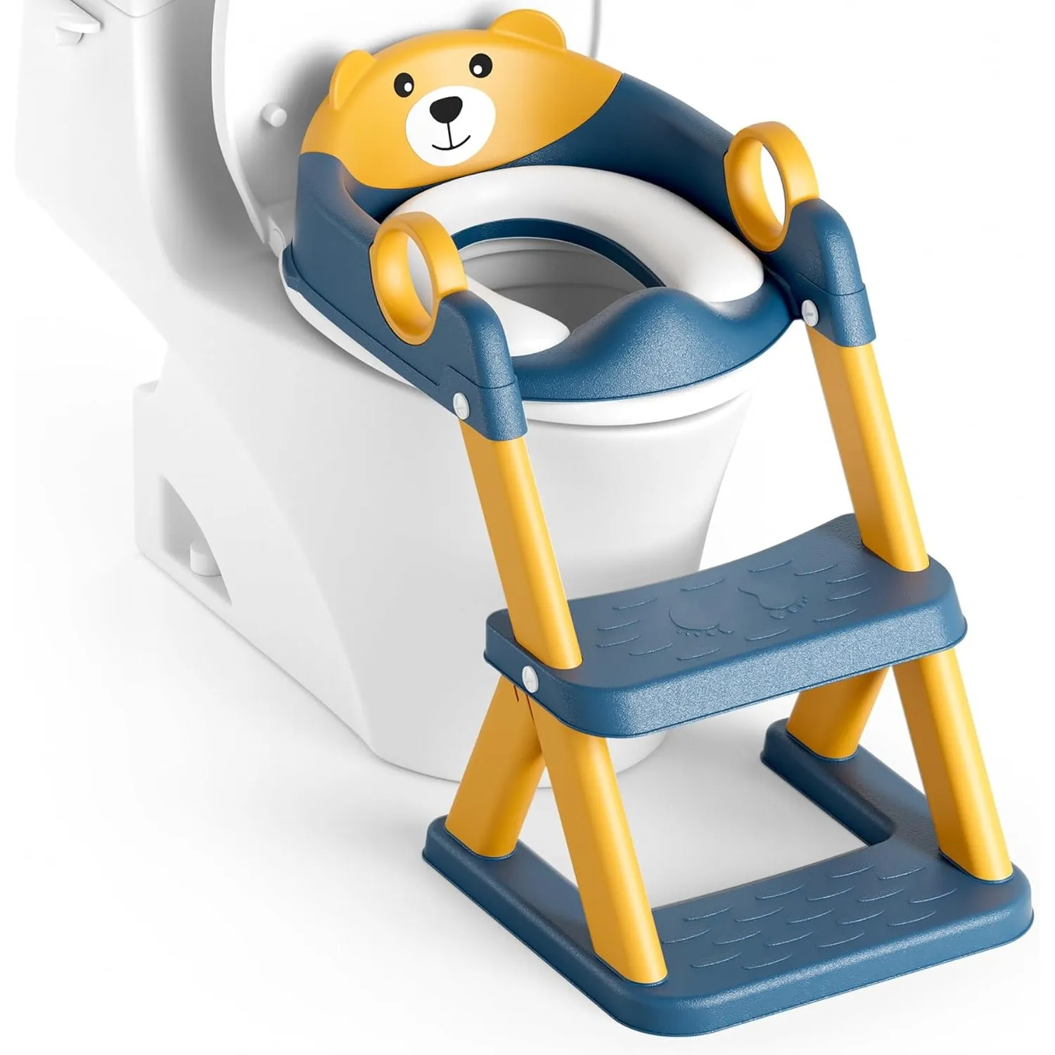 Toilettenleiter für Kinder, Upgraded Kindertoilette für Jungen und Mädchen, 2 in 1 Kind Toilettensitz mit Treppe, Sprit…