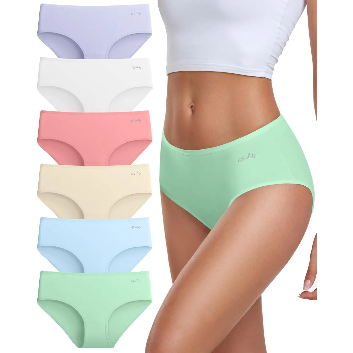 coskefy Unterhosen Damen, 6er Pack Slips Damen Baumwolle, Bequeme Frauen Unterwäsche, Atmungsaktiv Panties Weich