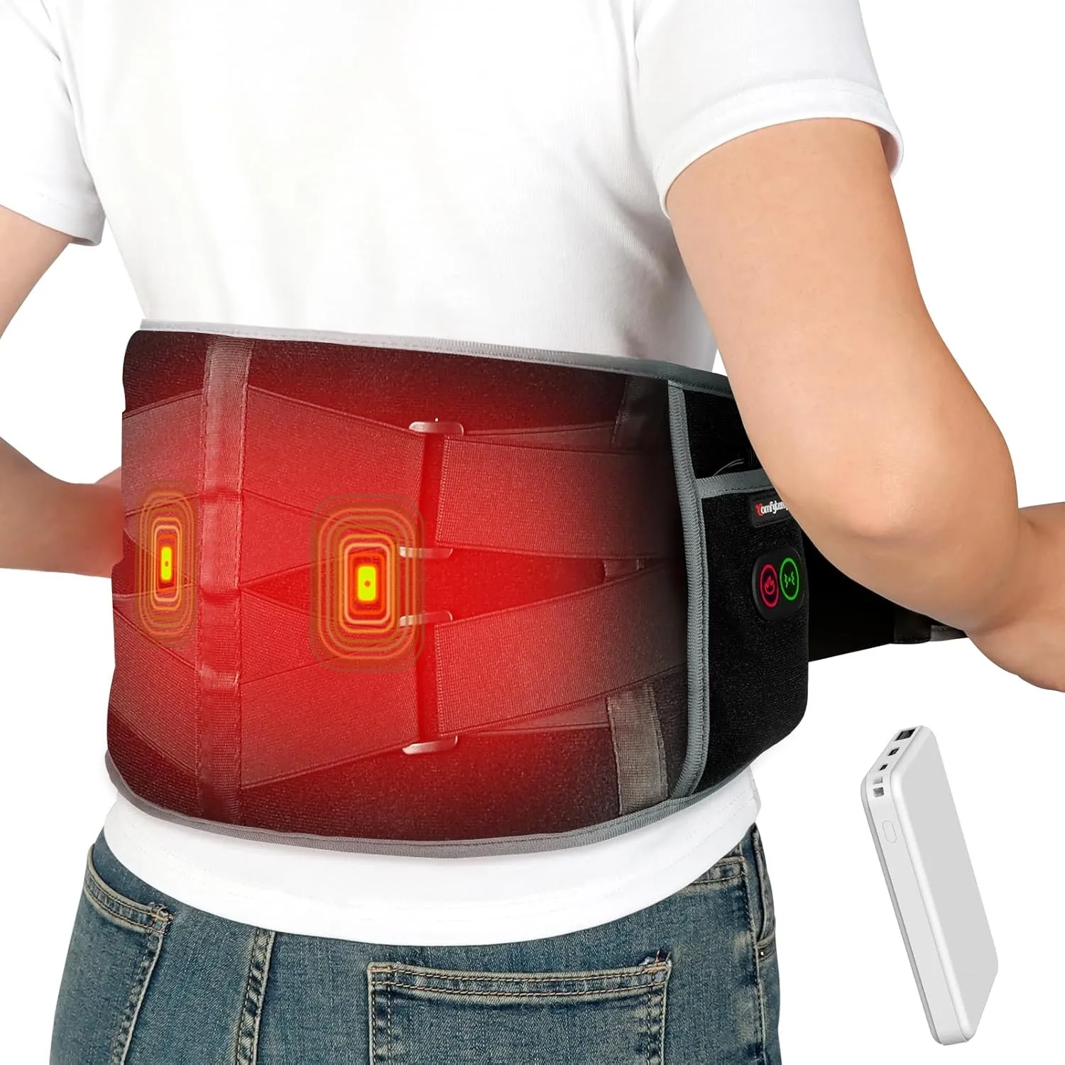 Comfytemp Wärmegürtel für Rücken mit Akku Rückenmassagegerät USB Heizgürtel