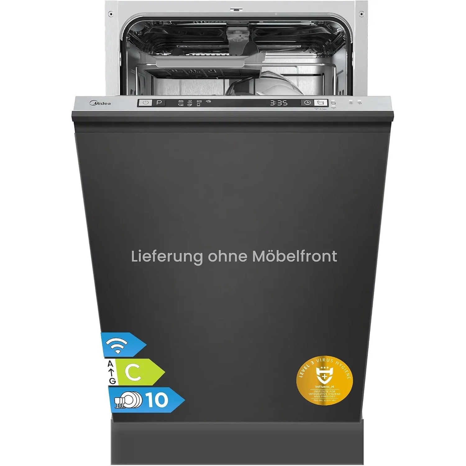 Midea Geschirrspüler Vollintegriert 45cm Einbau Spülmaschine C-Klasse