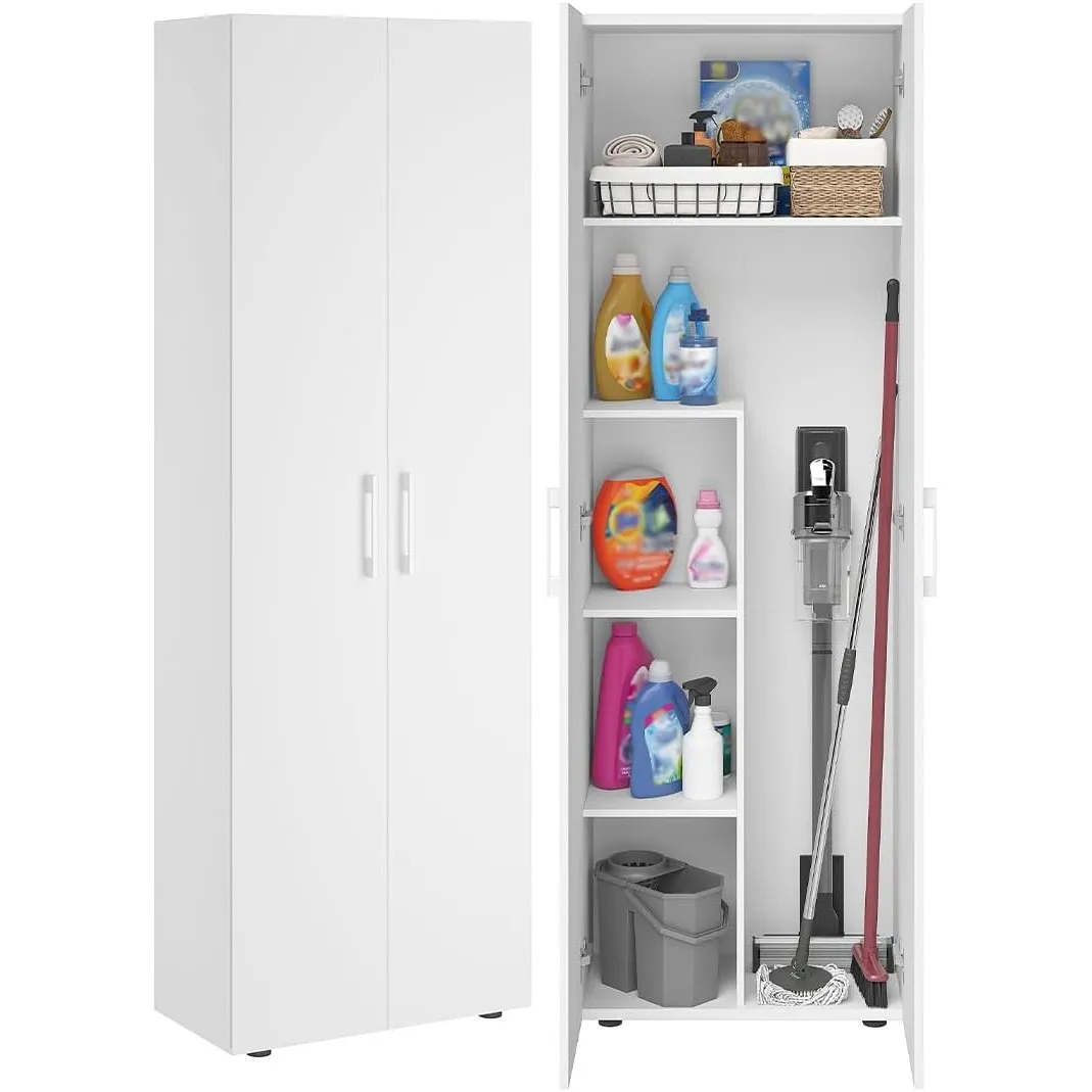 Bellamio Apol Besenschrank 60 cm breit, Weiß, Staubsaugerfach, Stauraum