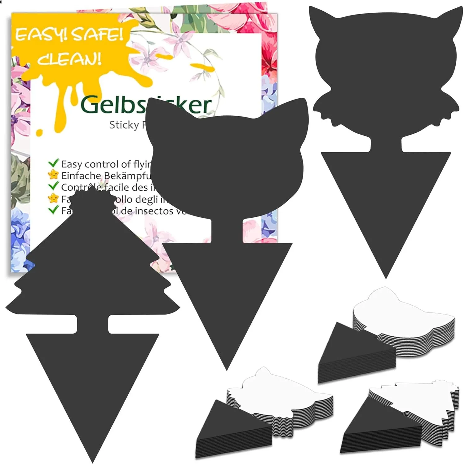 Blooven Gelbsticker Schwarz Trauermücken Bekämpfen 30 Stück, Gelbtafeln für die Zimmerpflanzen Schädlingsbekämpfung (30…
