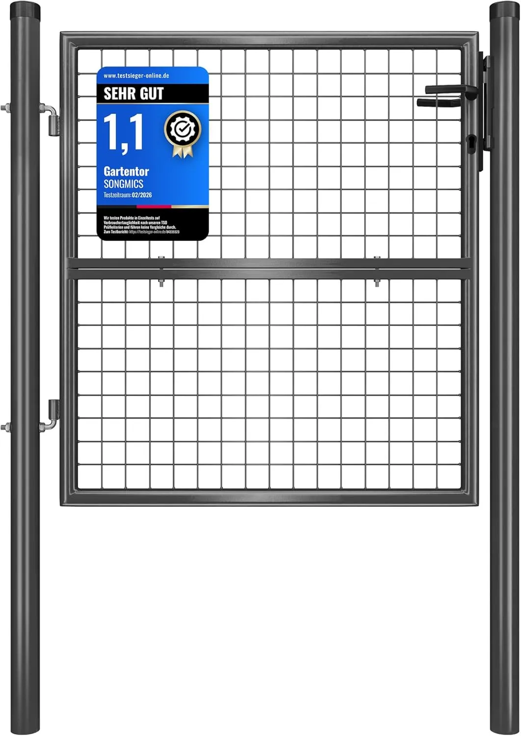 SONGMICS Gartentor, Gartentür, verzinkter Stahl, robust und langlebig, abschließbar, rundes Rohr, Tür 87 x 100 cm, 106 …