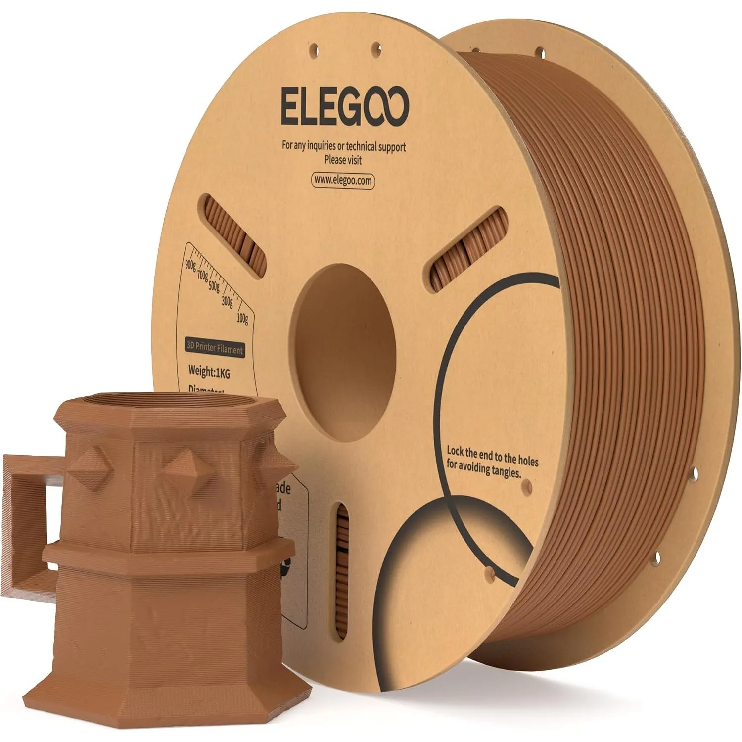 ELEGOO PLA Filament 1.75mm, 3D Drucker Filament PLA Braun 1KG