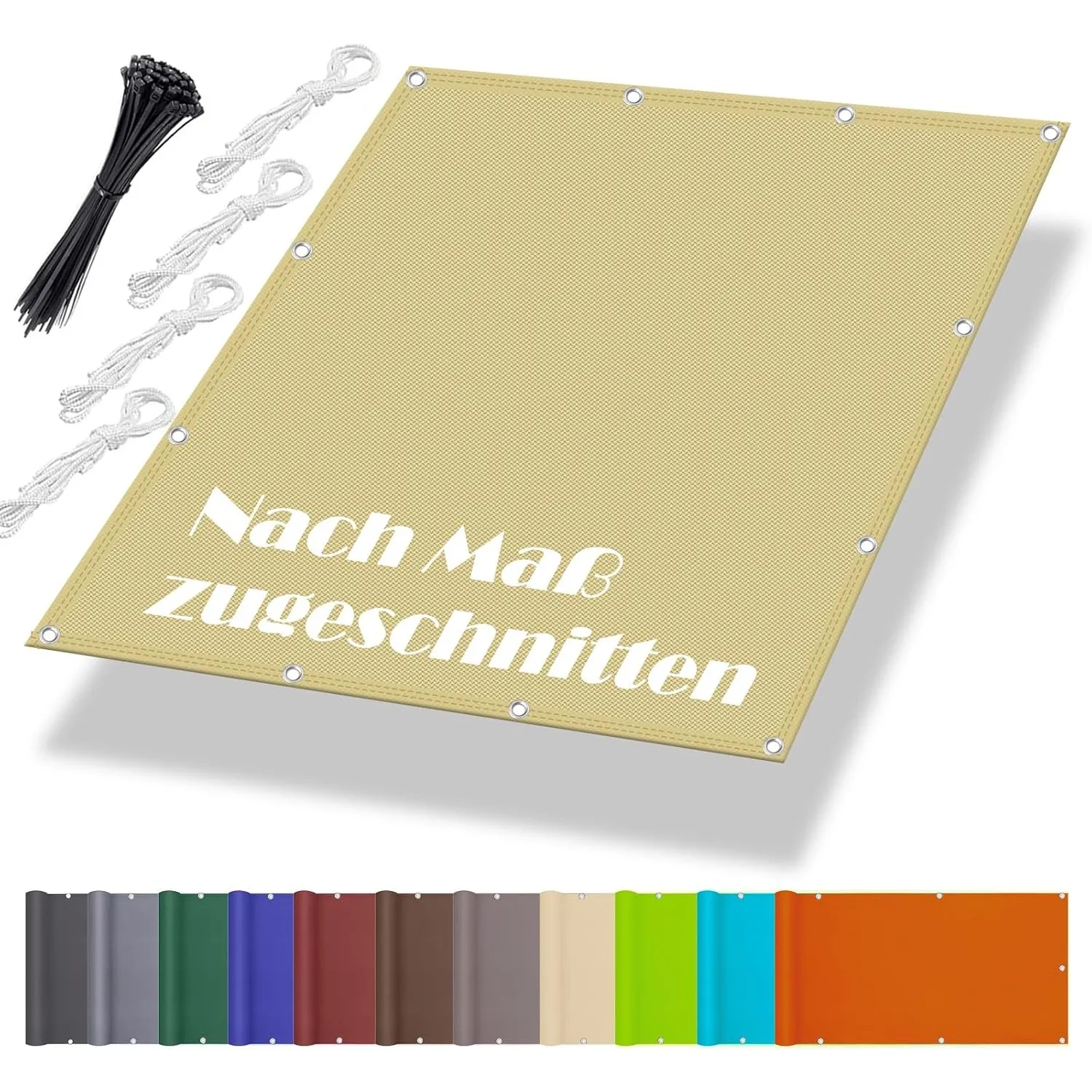 Sonnensegel Balkon Ohne Bohren 2x3M, Markisenstoffe Meterware im Viele Größe und Farben, Windschutznetz inkl Befestigun…