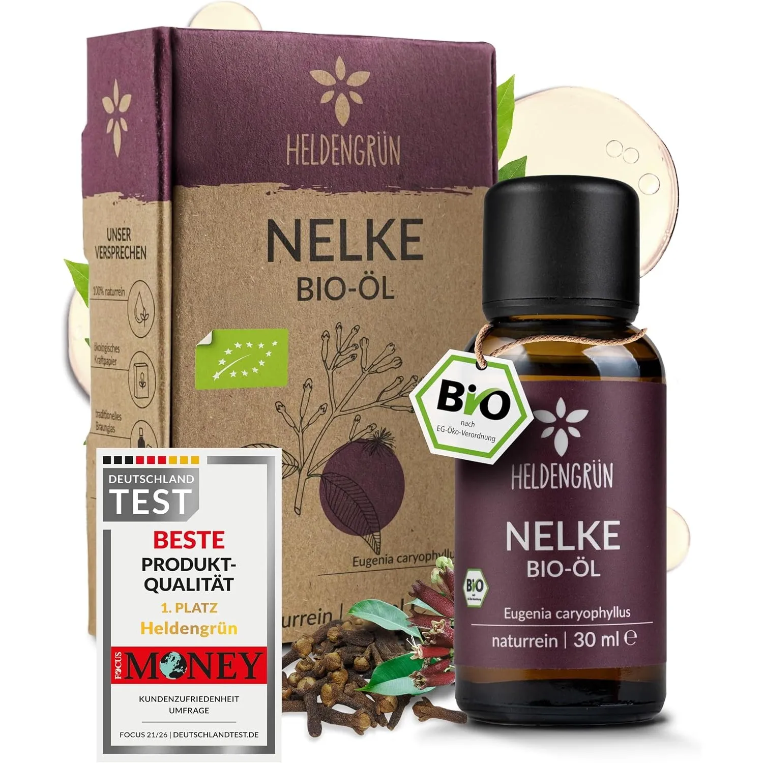 Heldengrün® BIO Nelkenöl [100% NATURREIN] zum Einnehmen 30 ml
