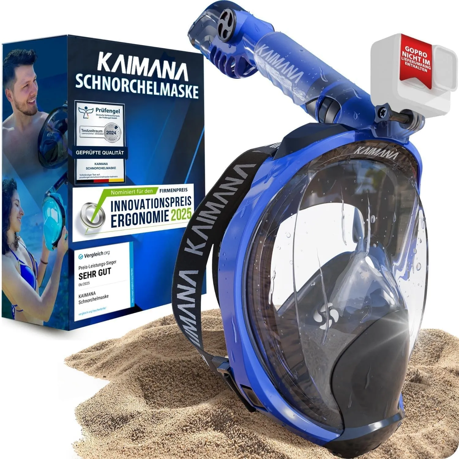 Die Preisgekrönte KAIMANA® Schnorchelmaske für Erwachsene & Kinder - absolut CO2 sicher - inkl. Tragetasche - Taucherma…