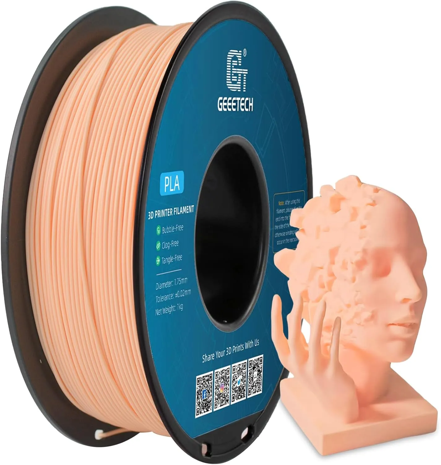GEEETECH PLA Filament 1,75mm pla Filament für 3D-Drucker, 1 Spule 1kg, Hautfarbe