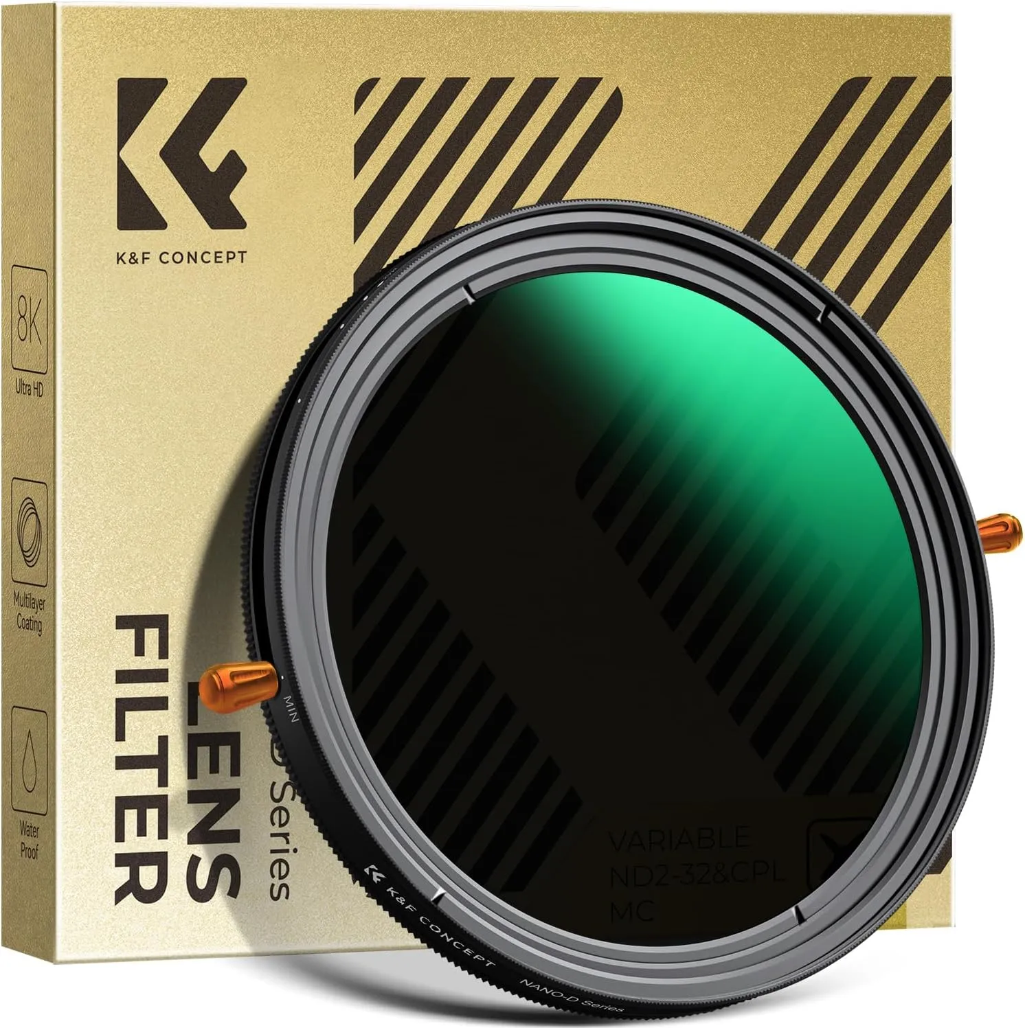 K&F CONCEPT Nano-D Series ND Filter 82 mm CPL&ND2-ND32 2 in 1 Multifunctional Grey Filter and CPL Filter Polarising Fil…