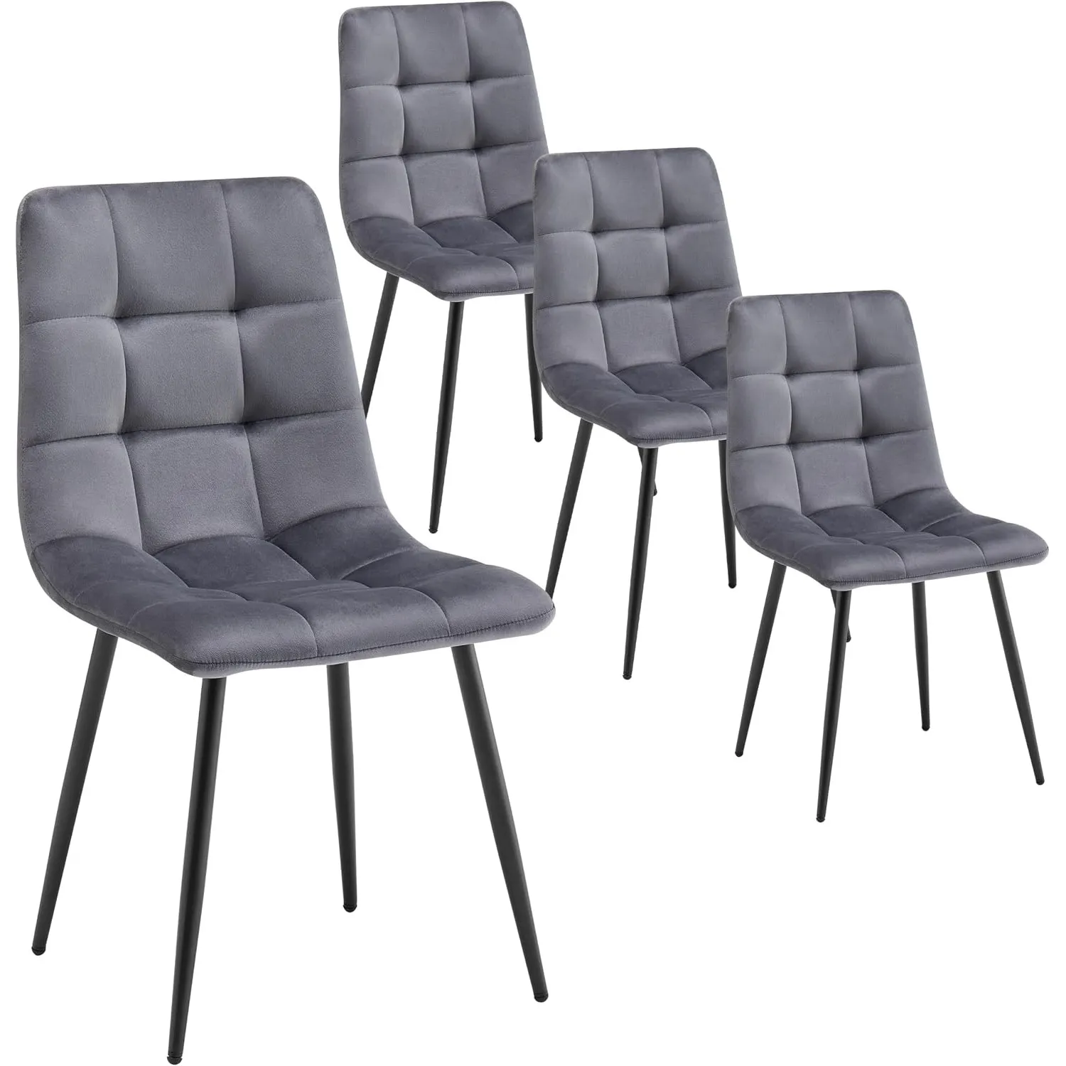 Deuline Esszimmerstühle Essstühle Samtbezug Polsterstuhl Esszimmer Stuhl Milano 4er-Set GRAU 521252