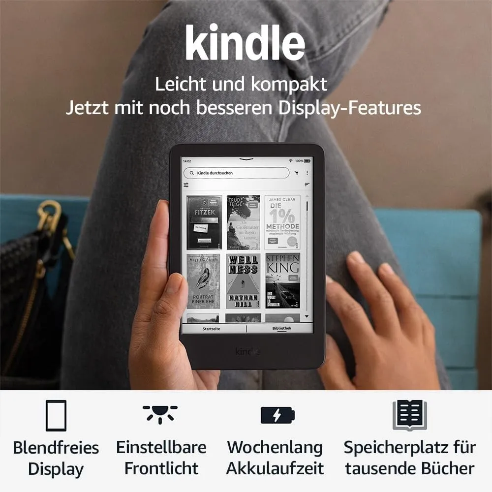 Amazon Kindle 16 GB (Version 2024) – Leicht und kompakt, mit schnellem Umblättern und hohem Kontrastverhältnis – ohne W…