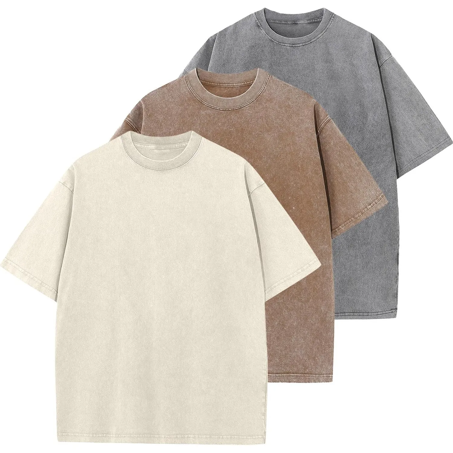 Oversized T-Shirt für Herren Heavy Baumwolle Regular Fit Basic Männer T-Shirt Set Casual Sommer Tops