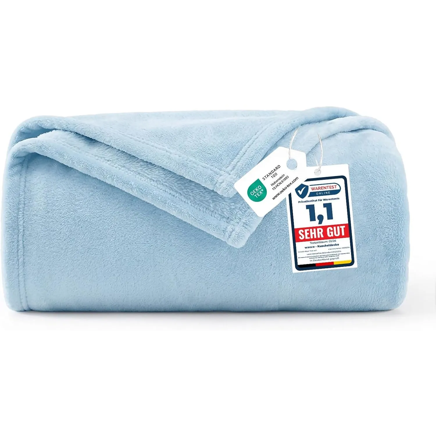 WAVVE Kuscheldecke Flauschig Decke Tagesdecke 130x150 - Sofadecke Hellblau