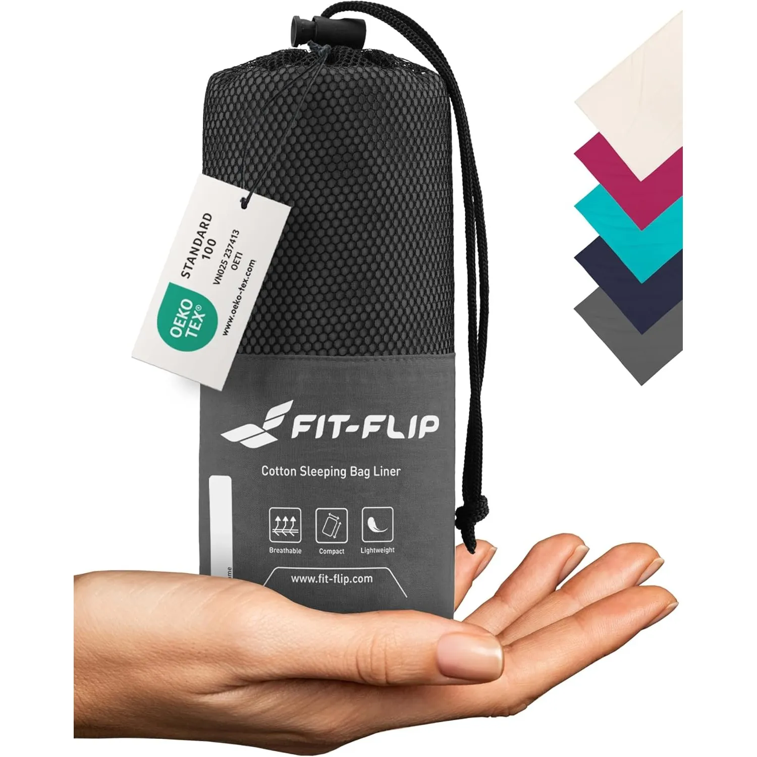 Fit-Flip Hüttenschlafsack aus Baumwolle oder Mikrofaser - ultraleichter Innenschlafsack - dünner Reiseschlafsack - komp…